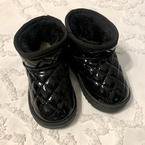 Black Quilted Kids Boots